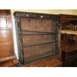 Victorian carved dark oak open bookcase