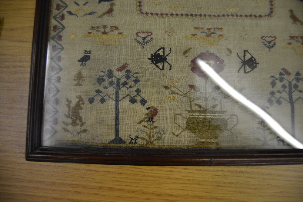 18th Century needlework sampler, signed Mary Ellis Emsworth, 1773, - Image 3 of 3