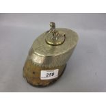 19th Century horses hoof silver plate mounted inkwell