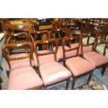 Set of eight good quality Victorian rosewood balloon back dining chairs with tulip carved back