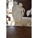 19th Century Italian school carved marble group of two classical figures (at fault),