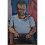 20th Century oil on canvas, portrait of a seated gentleman, 40ins x 30ins,