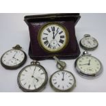 Ingersoll nickel plated pocket watch and various other silver and metal cased pocket watches (at