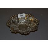 Birmingham silver circular embossed and pierced shaped bonbon dish