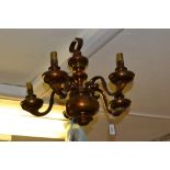 Five branch anodised metal chandelier