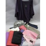 Ladies Jaeger purple pullover, size Medium, a Jaeger cosmetics bag,