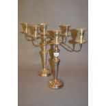 Pair of silver plated three branch candelabra