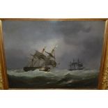 Nicholas Condy, oil on board, H.M.S. Ingermanland and H.M.S.