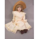 Reproduction Kestner 20in bisque headed doll with jointed body