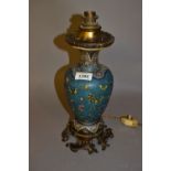 19th Century Japanese pottery and cloisonne decorated baluster form vase with European ormolu