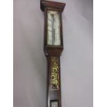 19th Century rosewood mother of pearl inlaid stick barometer by Hewetson of Newcastle on Tyne