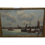 Robert Bagge-Scott, oil on canvas, boats entering an estuary, signed, 8ins x 12ins,