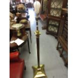 Good quality Edwardian brass Corinthian column standard lamp
