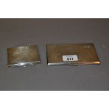 Birmingham silver double cigarette case with engine turned decoration and a similar smaller