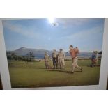 Alec MacDonald, signed Limited Edition golfing print ' Driving Off ', No. 660 of 750, 17.5ins x 23.