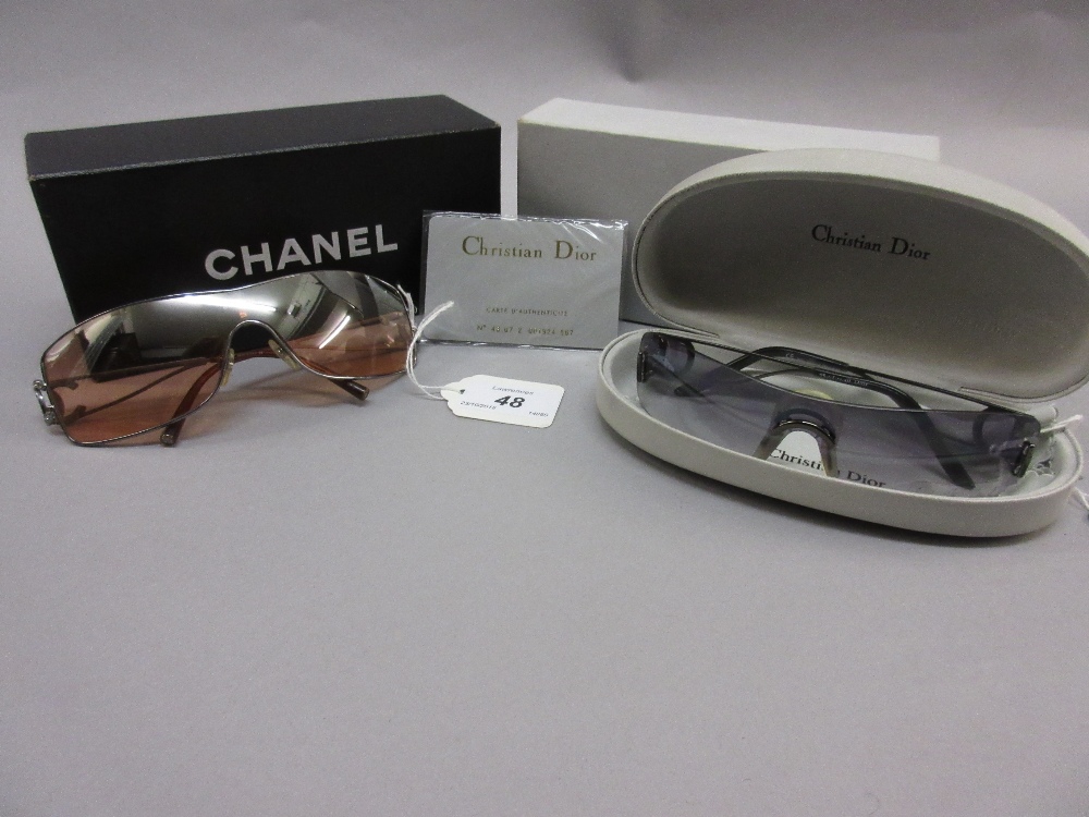 Pair of ladies Chanel sunglasses in original box together with a pair of ladies Christian Dior