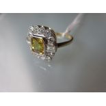 18ct Yellow gold diamond and yellow sapphire cluster ring