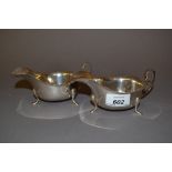 Pair of 20th Century Sheffield silver sauce boats