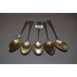 Group of five various 19th Century Old English pattern tablespoons