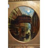 Francis Moltino, oil on board, view of the Bridge of Sighs, Venice, 11.5ins x 9.