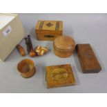 Mauchline ware box and other miscellaneous items of Treenware