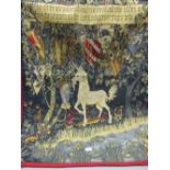 Pair of good quality reproduction machine woven tapestry panels in Medieval style by Hines of