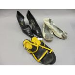 Pair of ladies Bruno Magli black leather cut away court shoes, size 38 having original dust bag,