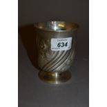 George III silver pedestal beaker with wrythen chased decoration, London 1808, maker G.A. and Co.