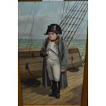 W. Cornwall, oil on board, portrait of Napoleon on board H.M.S. Northumberland on the journey to St.