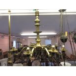 Cast brass eight branch chandelier