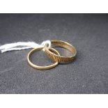22ct Gold wedding band and a 9ct gold wedding band CONDITION REPORT 3g