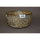 Burmese embossed white metal bowl CONDITION REPORT 20cms diameter, 10cms high,