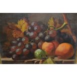 Thomas Charles Bale, oil on canvas, still life, fruit on a stone ledge, signed, 10ins x 12ins,