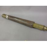 19th Century leather covered brass single drawer telescope (at fault)