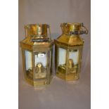 Pair of early 20th Century brass ship's lanterns by Eli Griffiths and Sons, Birmingham,