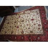 Beige ground Kashan design machine carpet, 2.