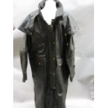 New black leather JTS Duster coat with original receipt