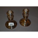 Pair of 20th Century Birmingham silver dwarf candlesticks