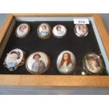Collection of fifteen various mainly 20th Century brooches, miniatures and pendants,