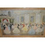 Circular of August Albo, oil on canvas, ' Strauss Waltz ', study of couples dancing in a ballroom,