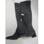 Pair of ladies Sam Edelman Elina over the knee black suede boots, heel height 2ins,