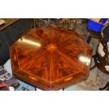 Good quality reproduction mahogany marquetry inlaid and satinwood banded centre table in Edwardian