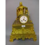 19th Century French ormolu and patinated bronze figural mantel clock,
