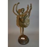 Aldo Vitaleh, 20th Century brown patinated bronze figure of a ballerina, signed in the base,