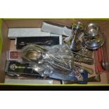 Bag containing a quantity of various silver spoons etc.
