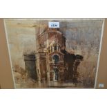 Ralph Hutton, watercolour, study of a chapel, labelled verso, 12ins x 13ins, framed,
