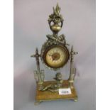 French silvered metal and marble mantel clock,