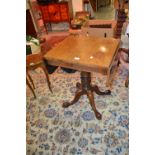 19th Century rosewood drop-leaf side table on baluster turned column and four cabriole pad supports