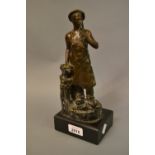 Bronze patinated figure of a blacksmith,