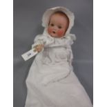 Late 19th / early 20th Century Armand Marseille 5186 1/2 K bisque headed baby doll in Christening